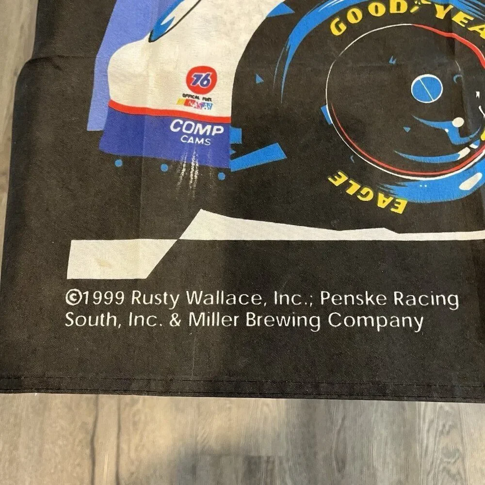 Vintage 1999 Nascar Rusty Wallace Penske Racing Flag Man Cave Decor